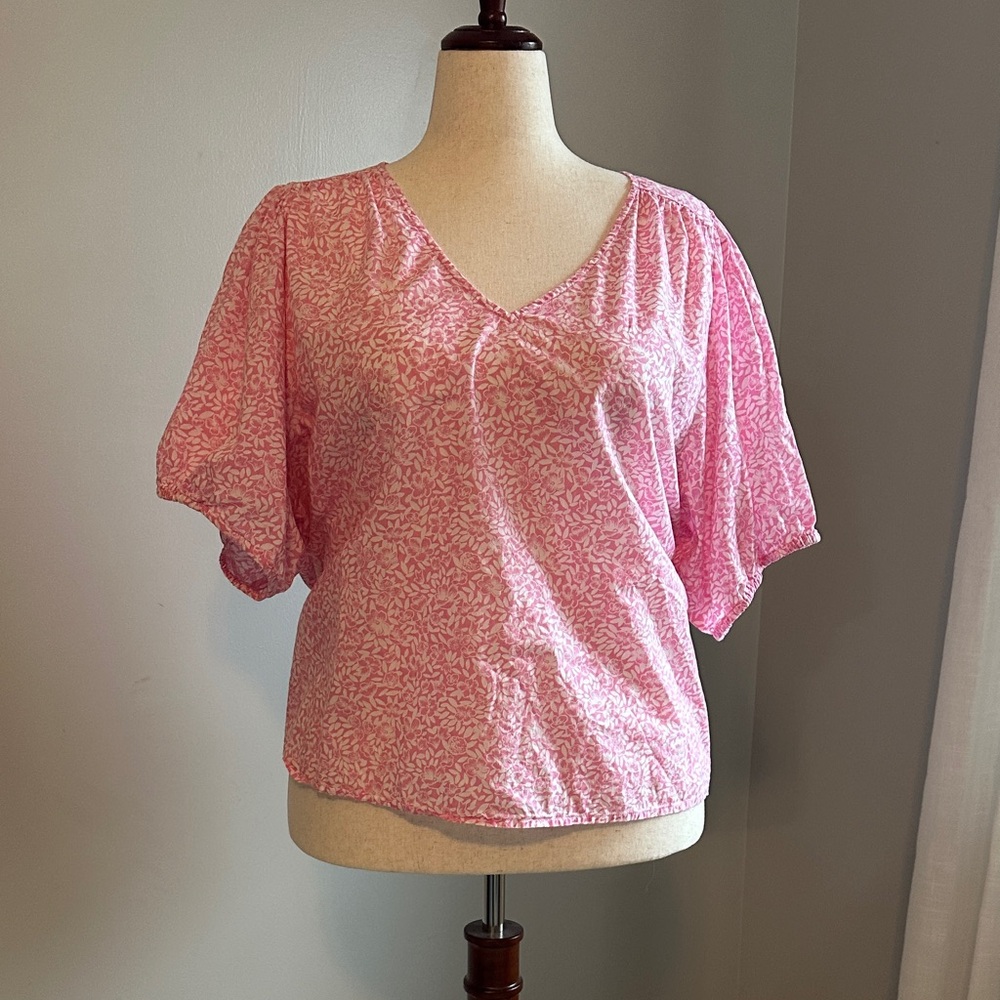 J. Crew Factory Pink Patterned Blouse